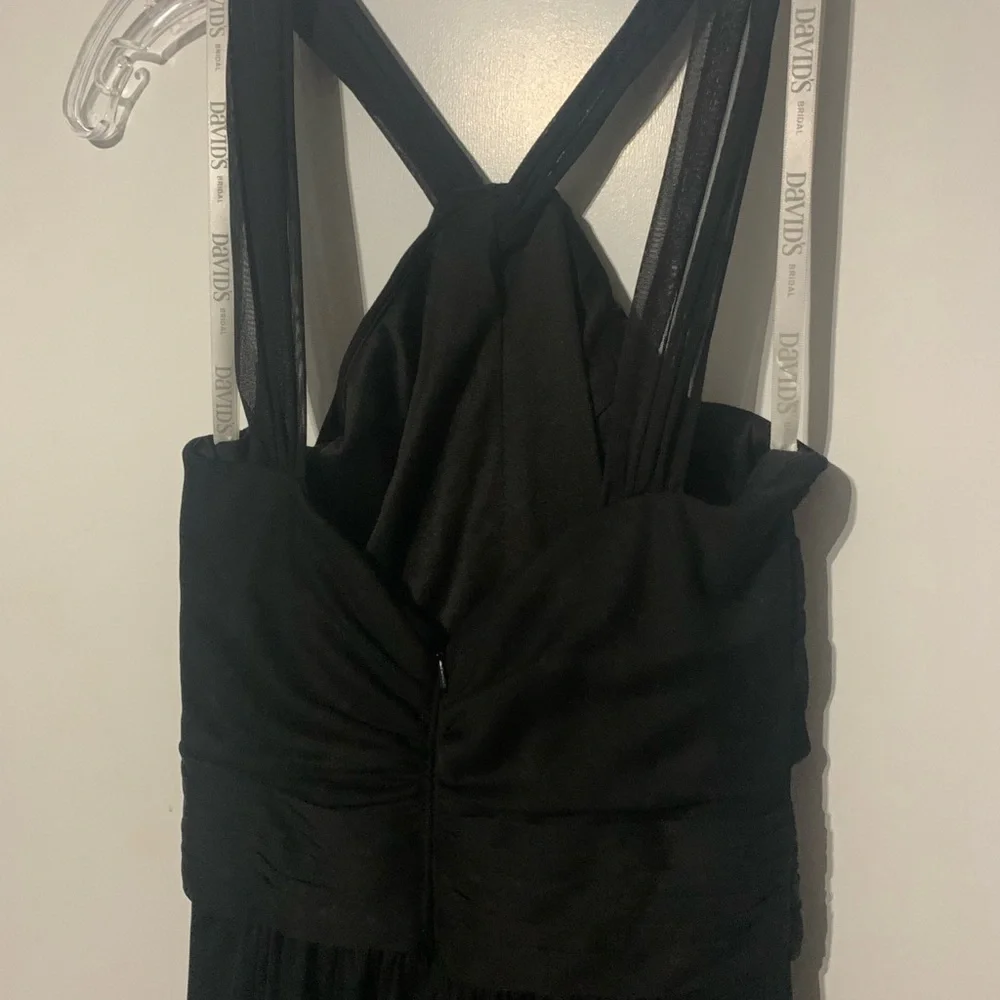 David’s Bridal Black Long Bridesmaid Dress Flowy Women’s Size 0 Like New - Picture 5 of 7